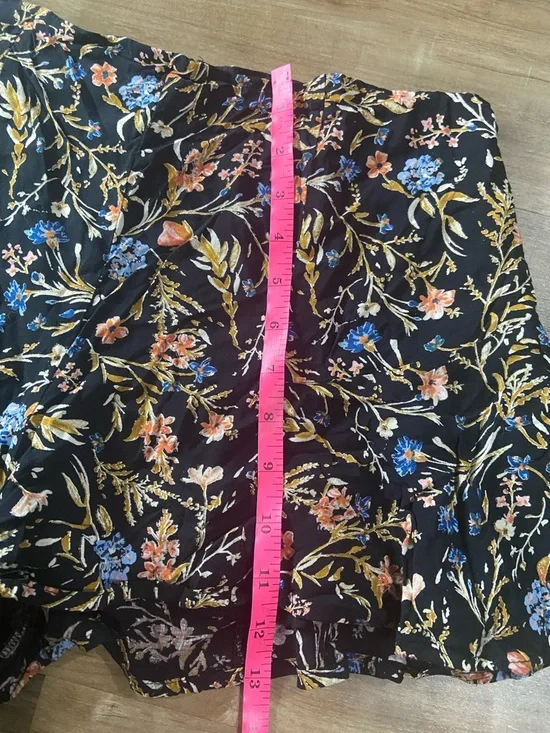 Kimchi Blue Black Floral Ruffle Shorts with Blue and Pink Accentst - Picture 6 of 10